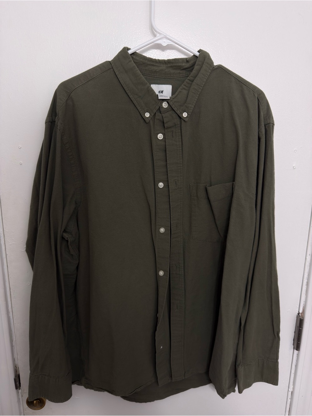 H&M Dark Olive Green Button-Down Casual Shirt
